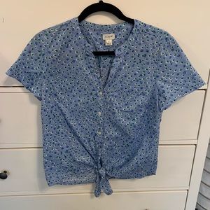 J. Crew Tie Front Short Sleeved Top